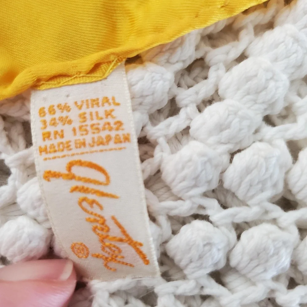 Vintage Glentex‎ Vera Neumann Scarf Womens Yellow Abstract Vinal Silk Made Japan
